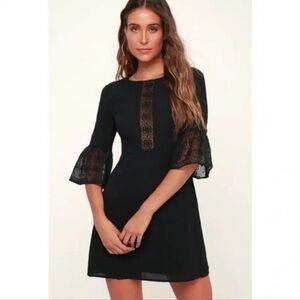 BB Dakota Pour it Up Black Dress with Lace Sleeves
